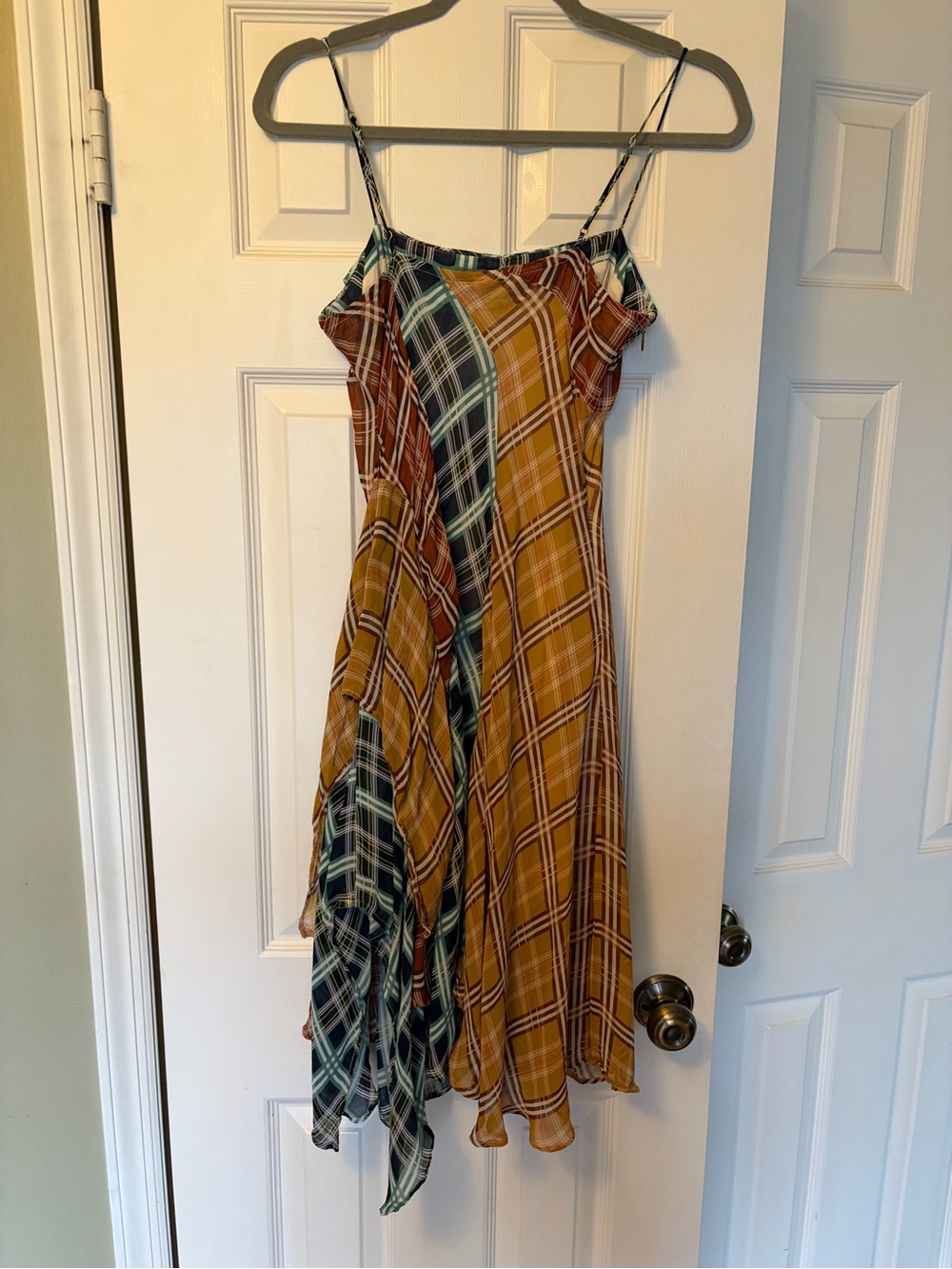Maeve Sleeveless Asymmetric Plaid Midi Dress Size SP - Picture 5 of 7